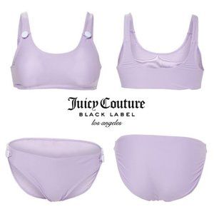 NWT 120 JUICY COUTURE Black Label Women Pastel Lilac Button-Accent Bikini Set